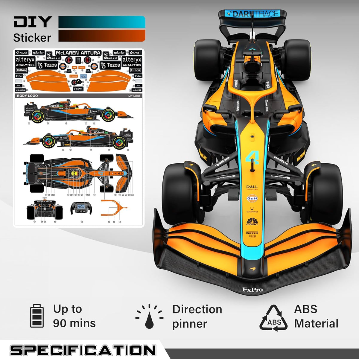 Rastar Authentic Licensed Mclaren F1 Mcl36 RC Car - Detailed Design, 2.4GHz Control | Color :  1:18 Mclaren F1 Mcl36