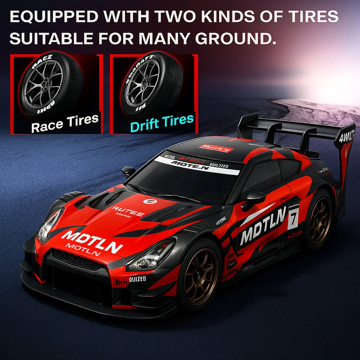 High-Speed Drift RC Car – 25 km/h, 4X4 (1:16)• Fiber Red edition
